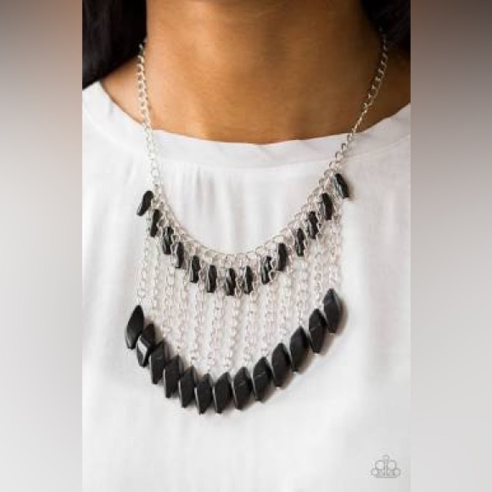 Paparazzi Black and Silver Multi-Layered Necklace